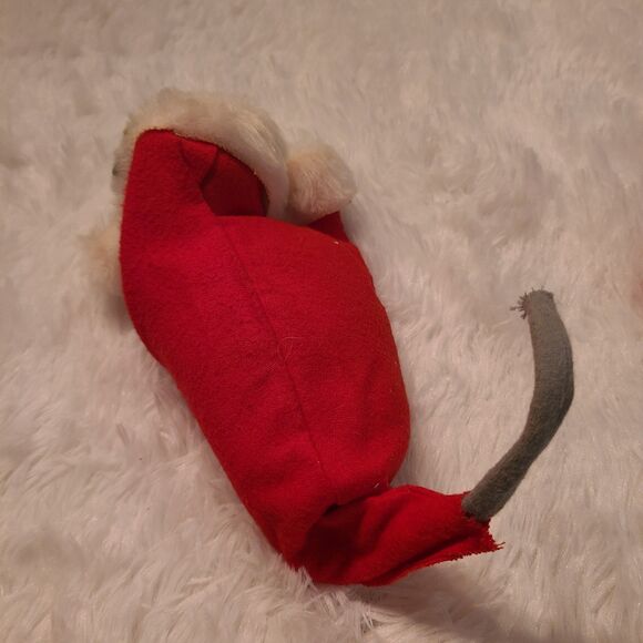 1980s Annalee Christmas Mouse Holly Sleepy Nestled in Christmas Stocking Vtg - Picture 4 of 9